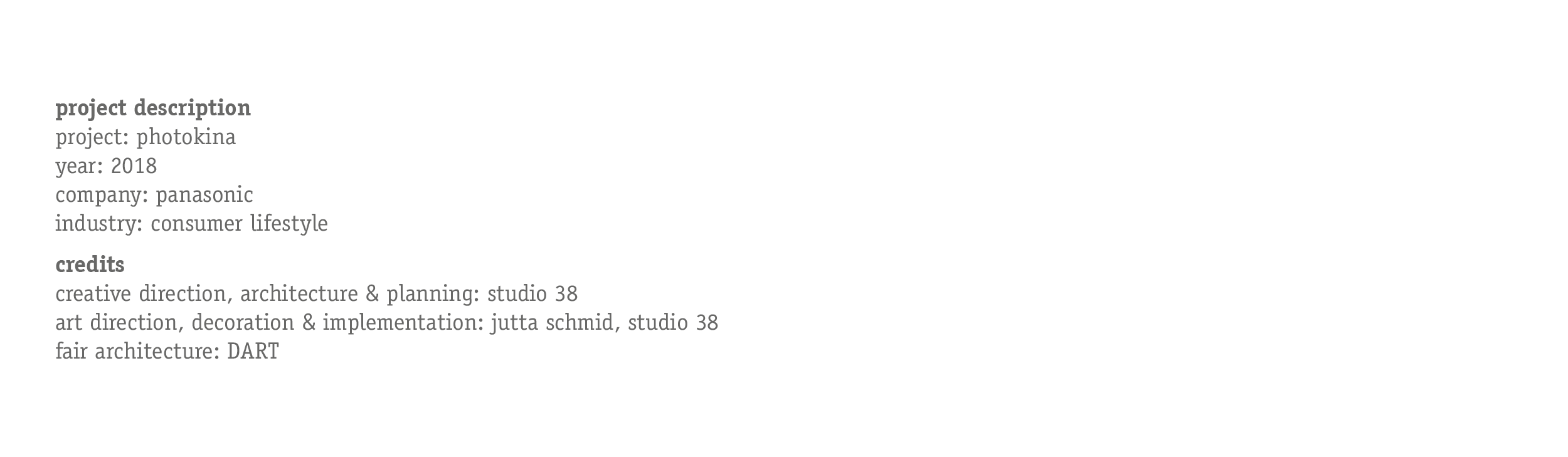 project description panasonic, studio 38, bueroschmid, jutta schmid, photokina 2018