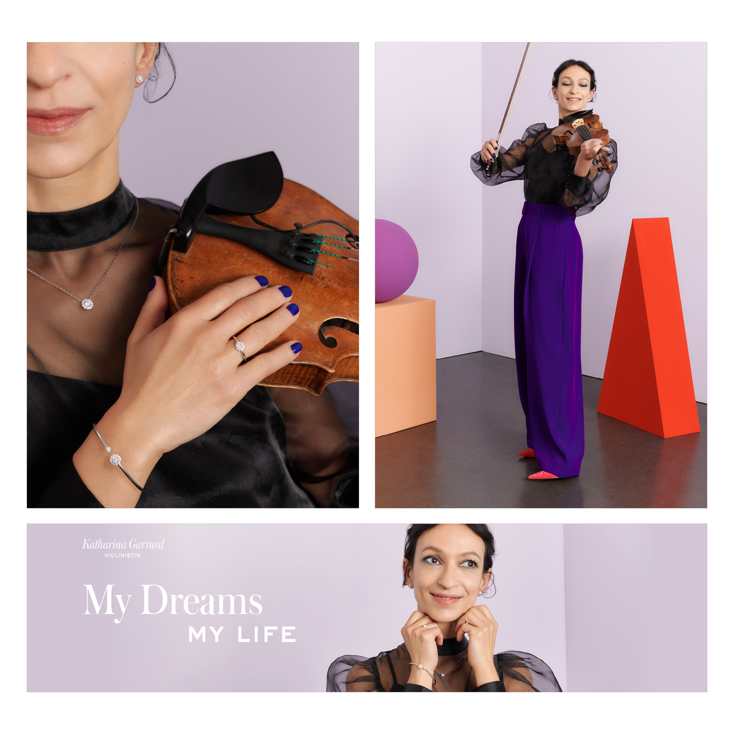 wempe campaign 2022, jewelry & watches, violinist, art direction by bueroschmid/ jutta schmid