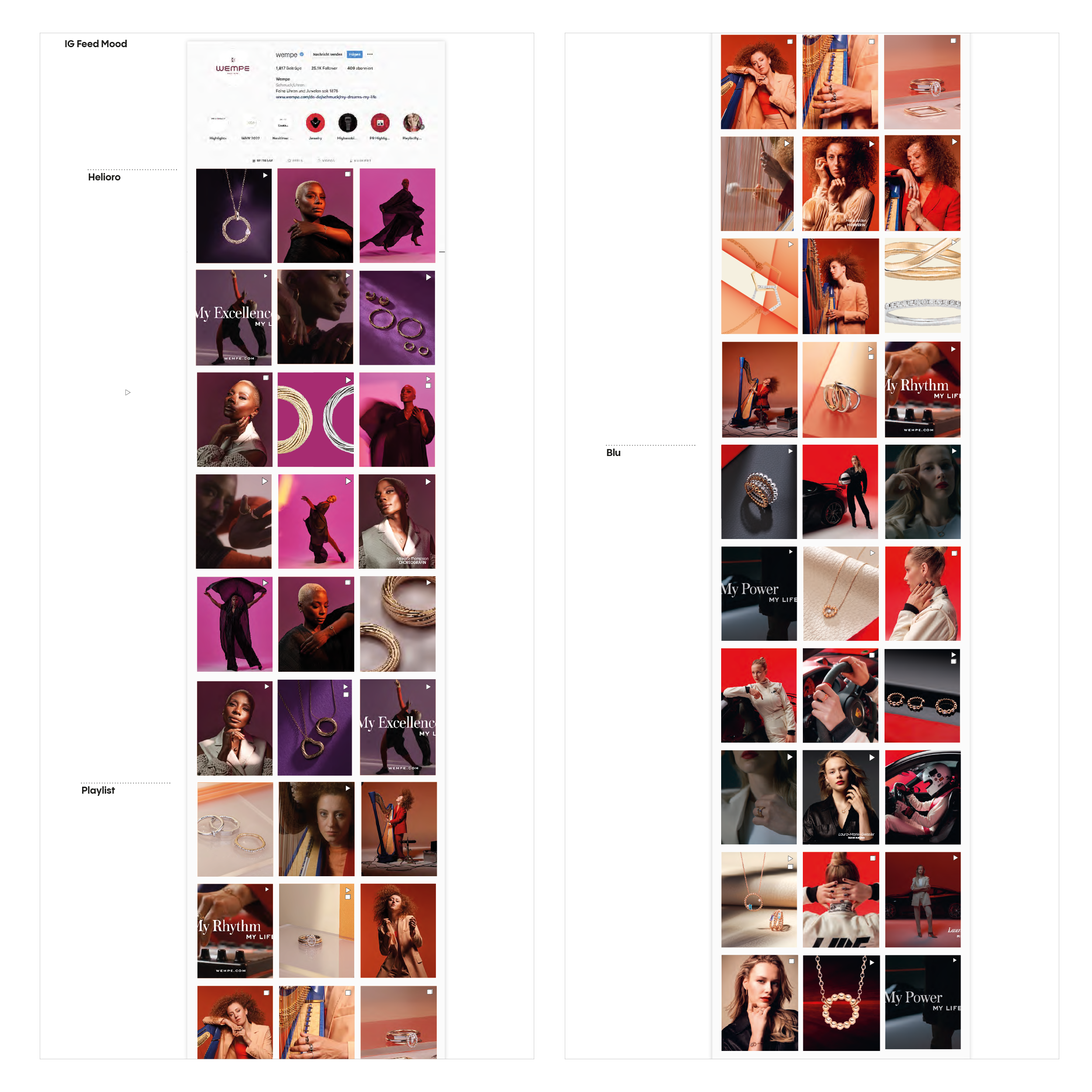 project description, wempe campaign 2022, jewelry, instagram feeds,  art direction by bueroschmid/jutta schmid